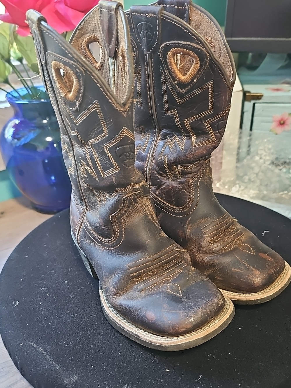 Ariat Dark Brown Kids Western Pull-On Boots Size 2 Toddler
